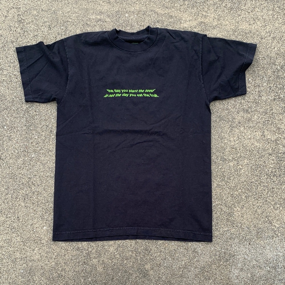 Black Graphic Tee with Green Script - Unbranded